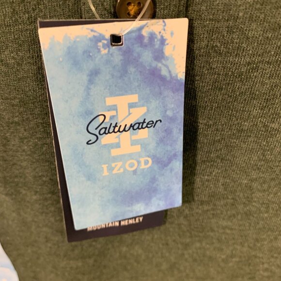 Izod Saltwater Henley Long Sleeve Shirt S Deep Forest - Picture 4 of 9